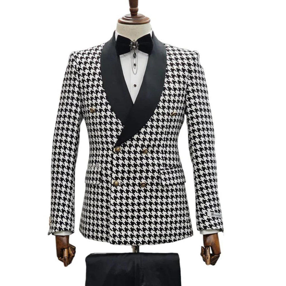 Men Formal Wear Wedding Guest - Vintage Men's Suits Chic 2Piece(Blazer+Trousers) Double-breasted