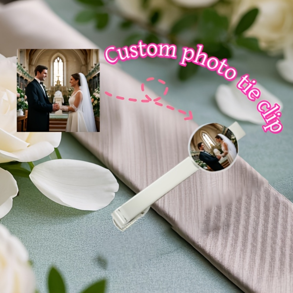 Tie Bar Clip - Custom Photo Engraved Text Tie Clip,
