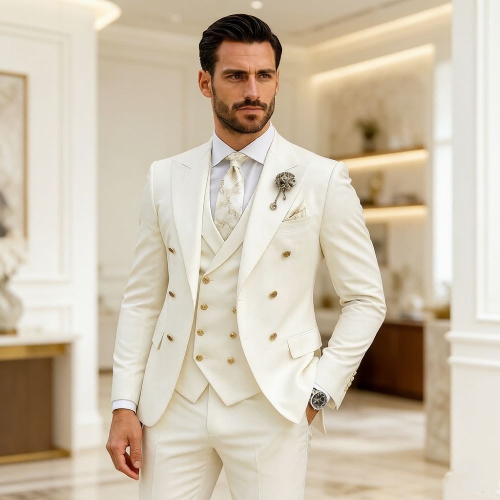 Men Ivory Wedding Suit Slim Fi - Men Formal Wear Modern recension och pris