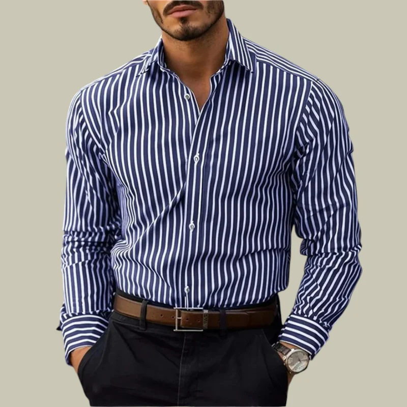 Men's slim-fit striped lapel l - Y2K Formal Wear Men recension och pris