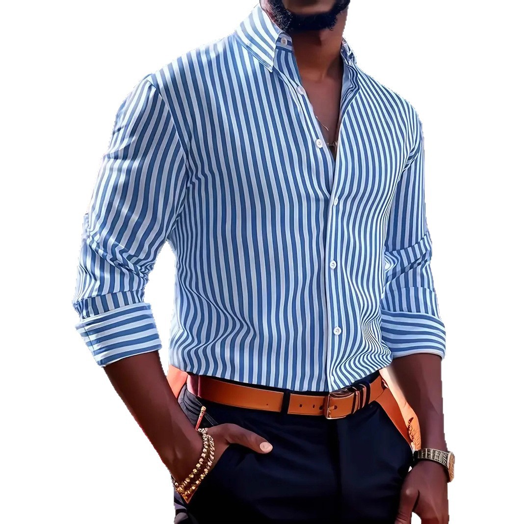 Men's slim-fit striped lapel l - Y2K Formal Wear Men recension och pris