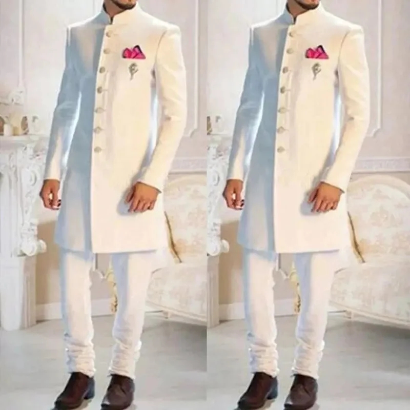 Fashion Design White Stand Col - Men Formal Wear Indian recension och pris