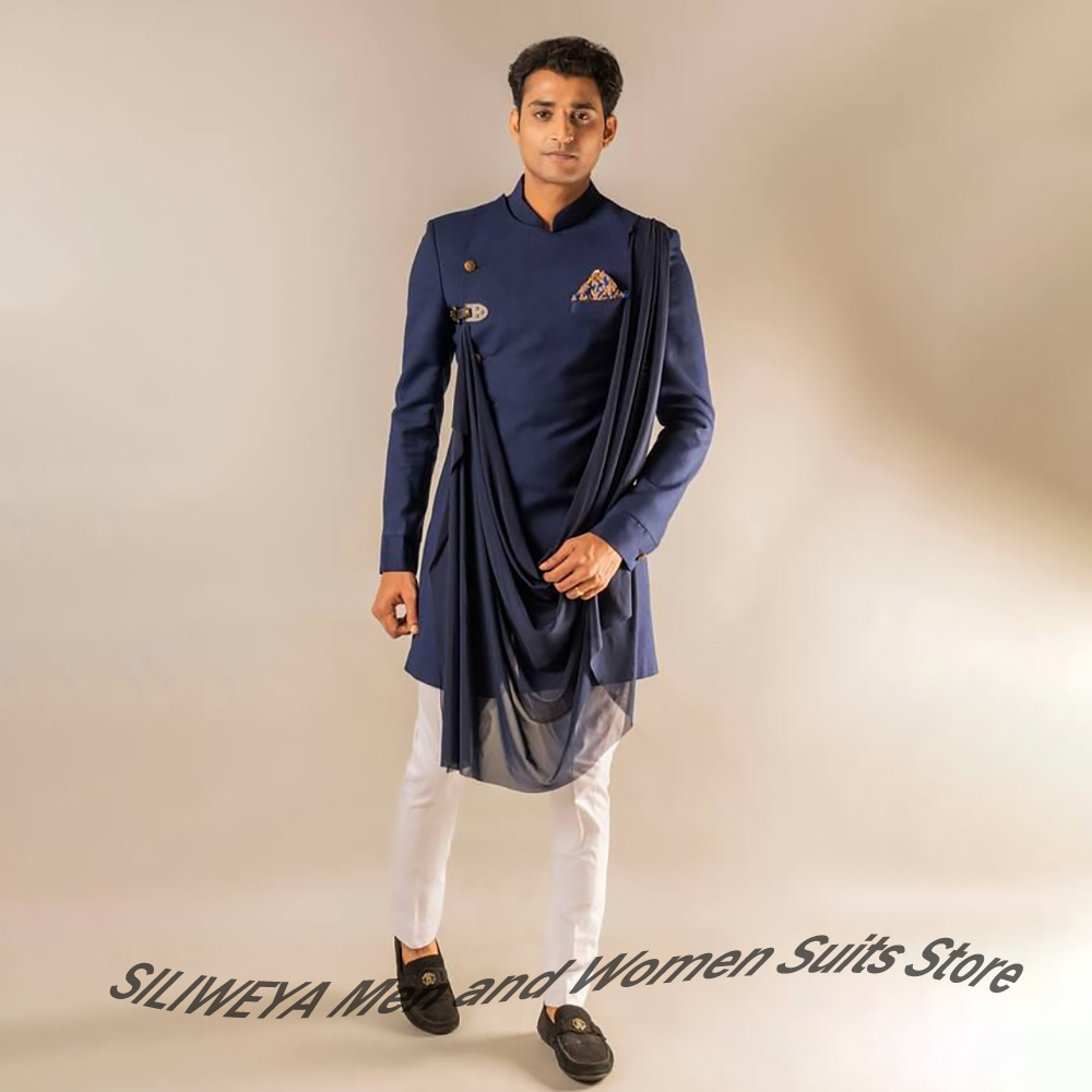 Elegant Men's Navy Blue Indian - Men Formal Wear Indian recension och pris