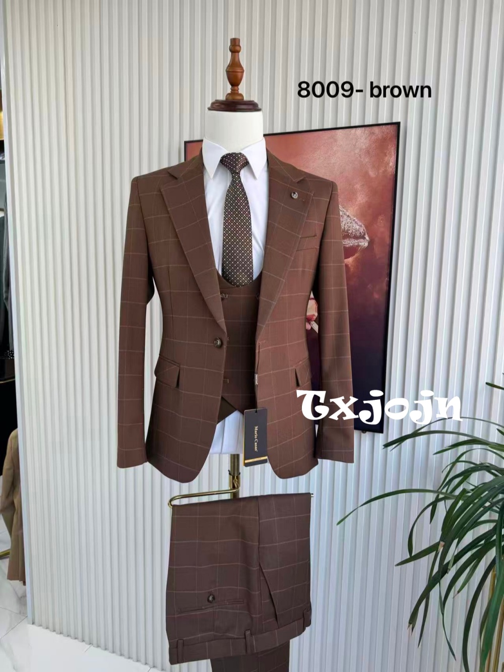 Men's Plaid Tuxedo 3 Pieces Ja - Men Formal Wear Office recension och pris