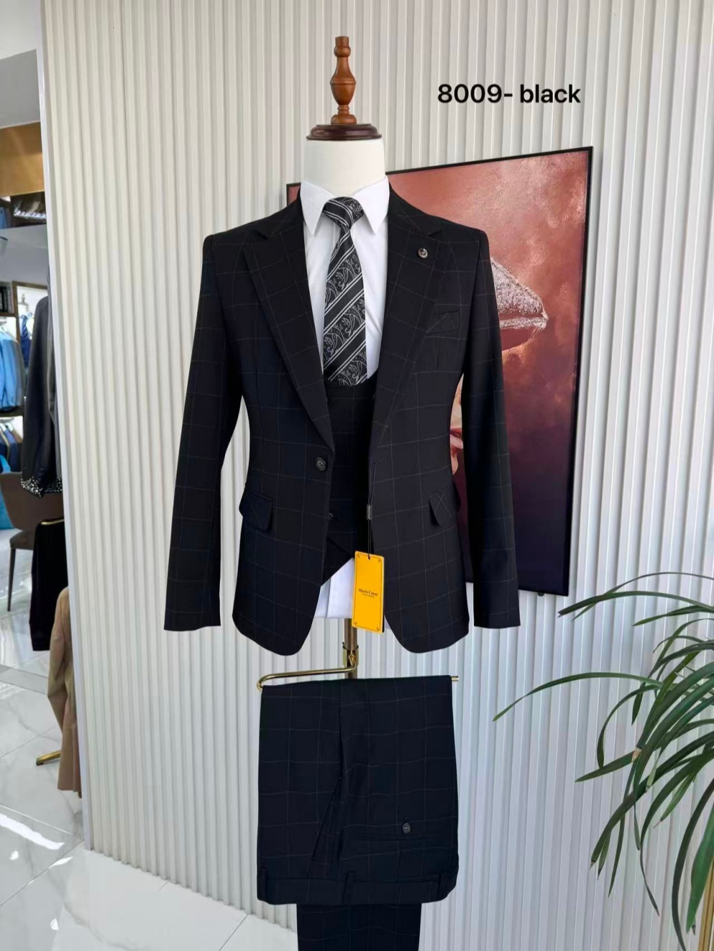 Men's Plaid Tuxedo 3 Pieces Ja - Men Formal Wear Office recension och pris