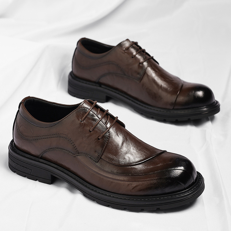 Brown Burnished Genuine Leathe - Men Formal Wear Office recension och pris