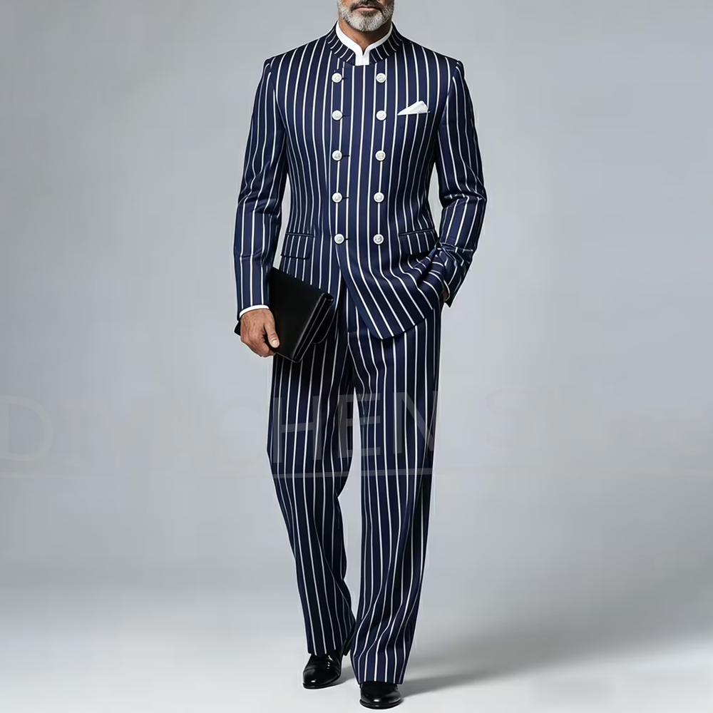 Men Striped Suit 2 Piece Manda - Men Formal Wear With Blazer recension och pris