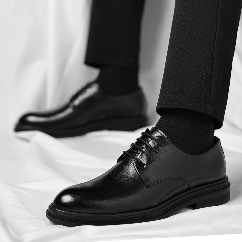 Mens Black Textured Leather Po - Men Formal Wear All Black recension och pris