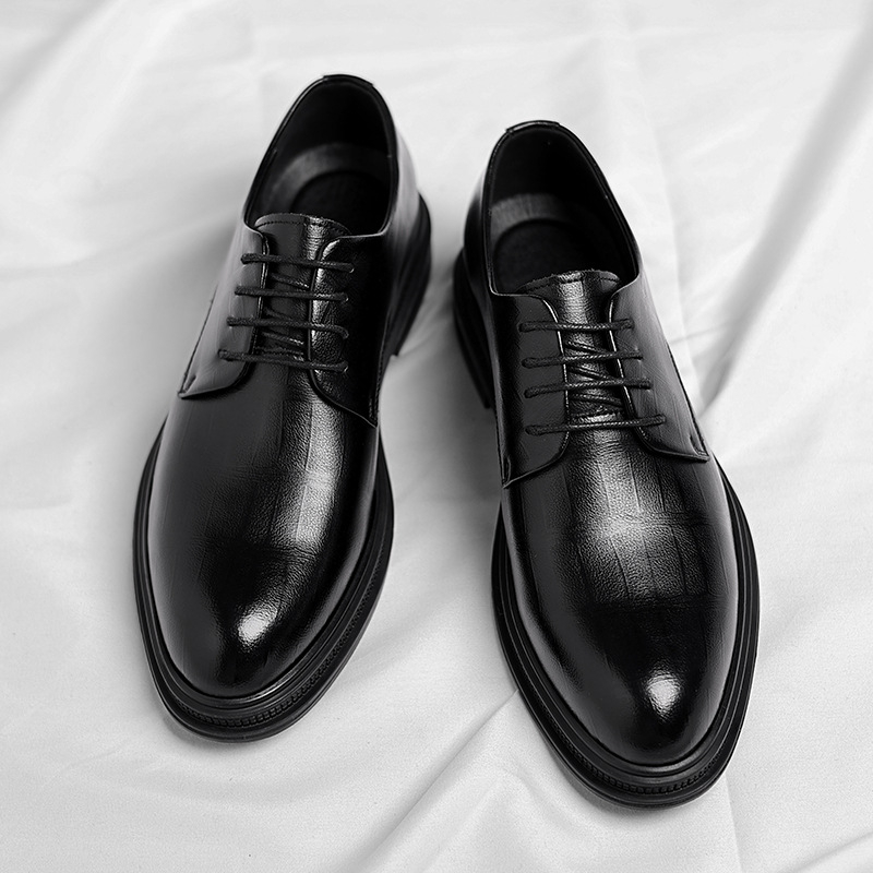 Mens Black Textured Leather Po - Men Formal Wear All Black recension och pris