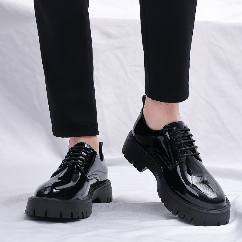 Mens Black Patent Leather Lace - Men Formal Wear All Black recension och pris