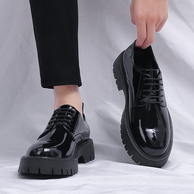 Mens Black Patent Leather Lace - Men Formal Wear All Black recension och pris