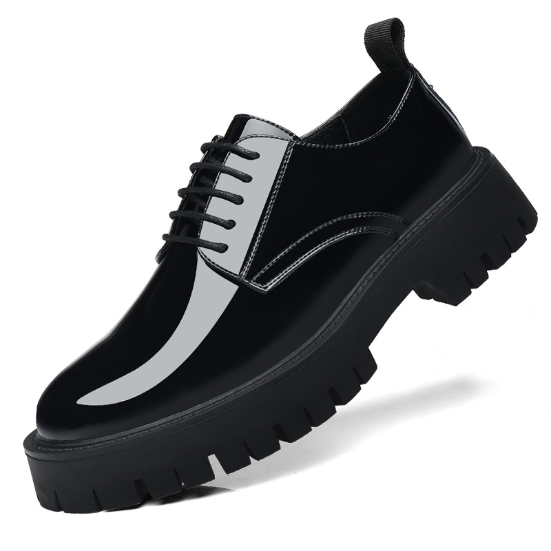 Mens Black Patent Leather Lace - Men Formal Wear All Black recension och pris