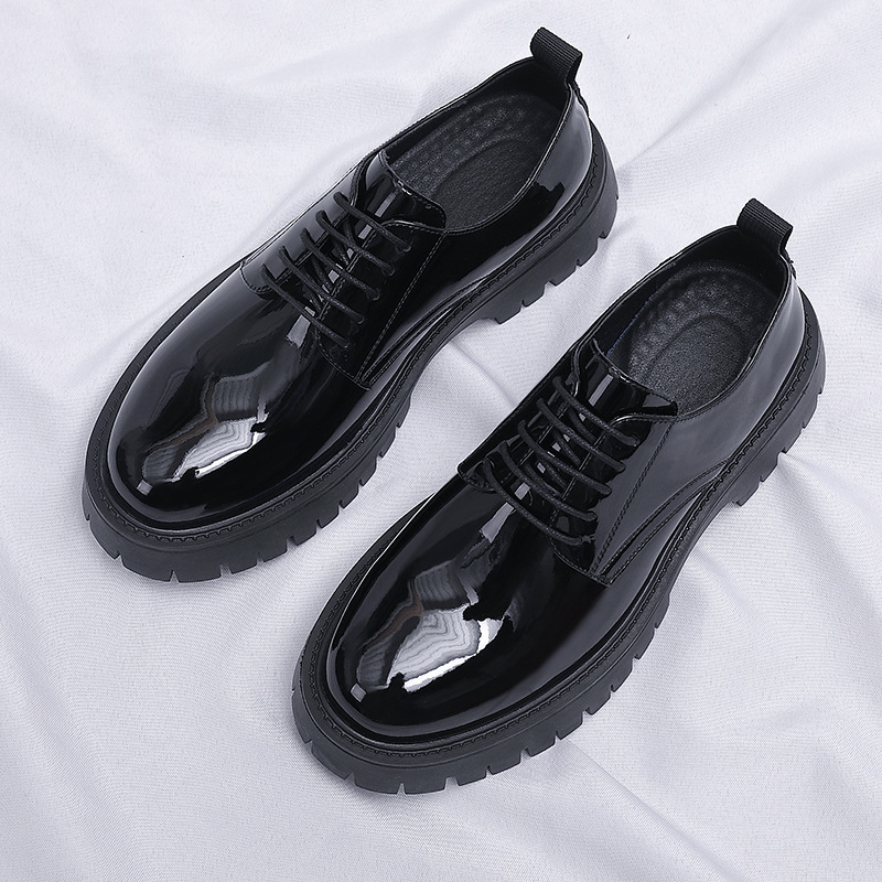 Mens Black Patent Leather Lace - Men Formal Wear All Black recension och pris